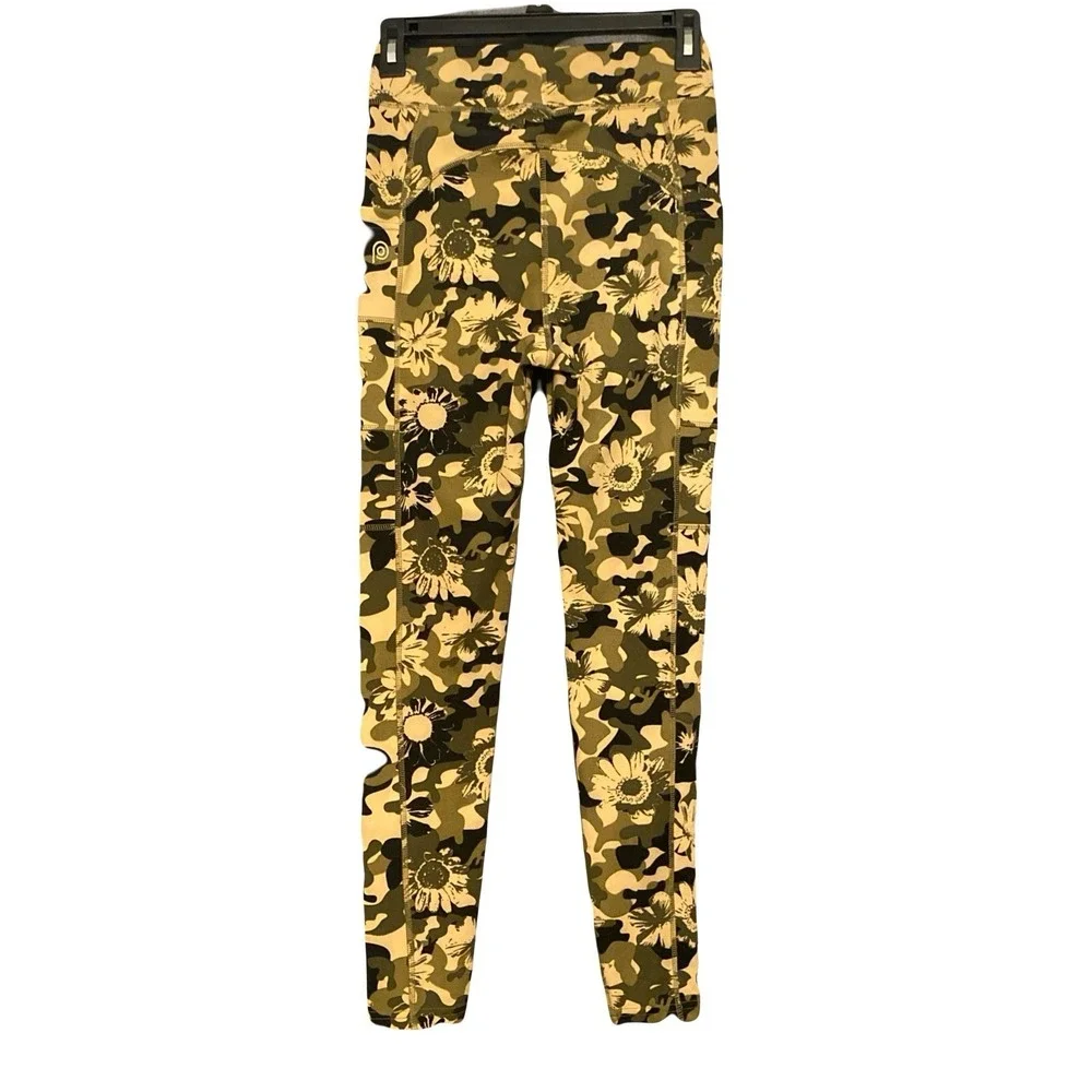 NWT POP Fit Leggings Women's S Floral Camo Stash Pockets High Rise Pull On Capri